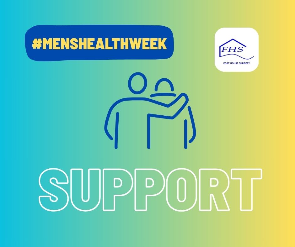 An graphic image of one figure supporting the other and the words SUPPORT